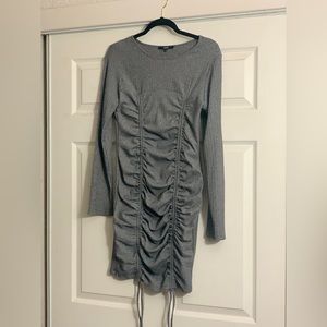 Papaya Grey Long Sleeve Scrunchie Dress